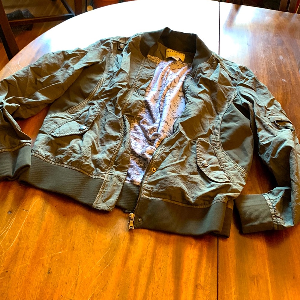 Anthropologie khaki green bomber jacket